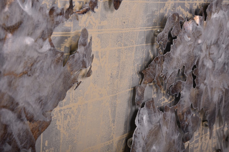 3D Metallbild Weltkarte Grau 120 x 80 cm, Stahlblech