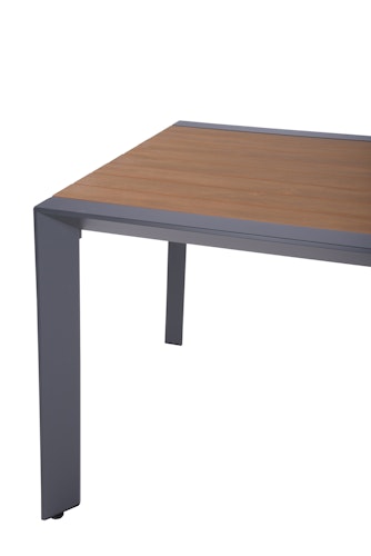 Garden Pleasure Gartenmöbel Set SILEA / RANA 01, Tisch 200 x 100 + 4 Stapelsessel, Aluminium / Nonwood / Kunststoffgewebe