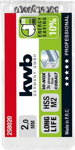 kwb Akku Top HI-NOX HSS Bohrer 2 mm TÜ 258020