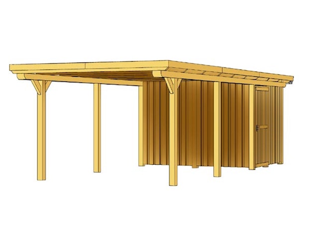 Skan Holz Emsland - Flachdach Carport aus Leimholz Breite 354 cm