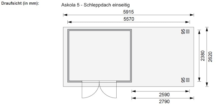 Karibu Woodfeeling Gartenhaus Askola 2/3/3,5/4/5 m. 275 cm Schleppdach/Seiten- und Rückwand in Lamellenoptik