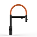 Vorschaubild Kurzversion 47 cm - 5 Wege Wasserhahn Küchenarmatur, Edelstahl Massiv mit 360° schwenkbarem Auslauf, abnehmbare 2 strahl Handbrause, PVD Schwarz Matt / Orange