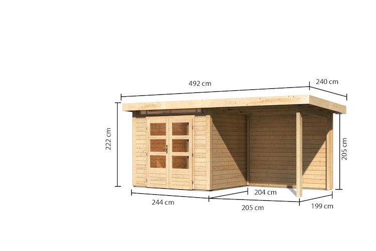 Karibu Woodfeeling Gartenhaus Kandern 1/2/3 mit 235 cm Schleppdach + Rückwand