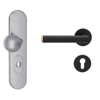 Griffwerk TITANO Kombi SB_882 ES1 (S2) -Edelstahl matt Kombi-Schutzbeschlag -Schild/Drücker -mit Griff LUCIA SELECT -GSC/CU -ZA, 72mm li