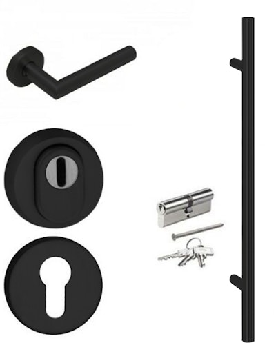 Krongart Beschläge-Set 08 BLACKLINE DS68AC Eckig 1600/1200 Rechts innen-öffnend Außengriffstange Eckig 160cm