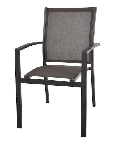 Garden Pleasure Gartenmöbel Set SILEA / ELENA 01, Tisch 200 x 100 + 4 Stapelsessel, Aluminium / Nonwood / Kunststoffgewebe