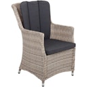 Vorschaubild Garden Pleasure Gartenmöbel Set DIJON II, Tisch 200 x 100 + 6 Sessel, Polyrattan Sesamgrau / Glasplatte / Kissen 100 % Polyester Dunkelgrau