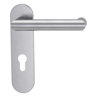 Griffwerk LUCIA PROFESSIONAL Schraubtechnik FS Panik -Edelstahl matt  Kurzschild-Garnitur geteilter Vierkant 9mm -Schraubt. -PZ -TS 38-50mm