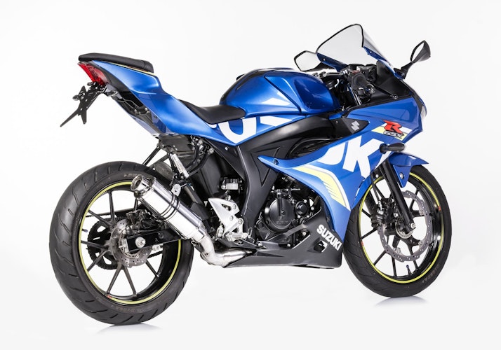HURRIC KOMPLETTANLAGE Schalldämpfer Supersport Aluminium poliert für SUZUKI GSX-R 125,GSX-S 125