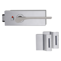 Griffwerk PURISTO S -Edelstahl matt Ganzglastürbeschlagset -3-teiliger Bandsatz -mit Griff DESM LEAF LIGHT -SG -smart2lock