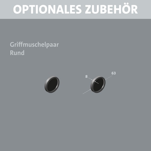 Flexo Griffmuschelpaar rund, Durchmesser 63 mm