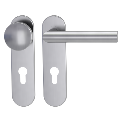 Griffwerk Wechselgarnitur LUCIA PROFESSIONAL GK4 - Kurzschild  rund - Edelstahl matt