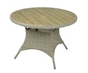 Vorschaubild Garden Pleasure Gartenmöbel Set BASTIA, Tisch Ø 100 + 4 Stühle, Polyrattan Ingwerbraun / Polywood / Kissen 100 % Polyester Anthrazit