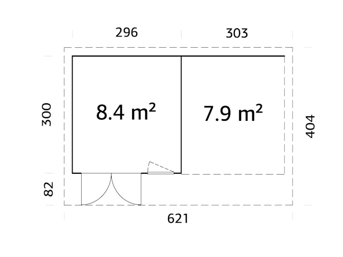 Palmako Gartenhaus Aurelia 8,4 + 7,9 m² - 44 mm