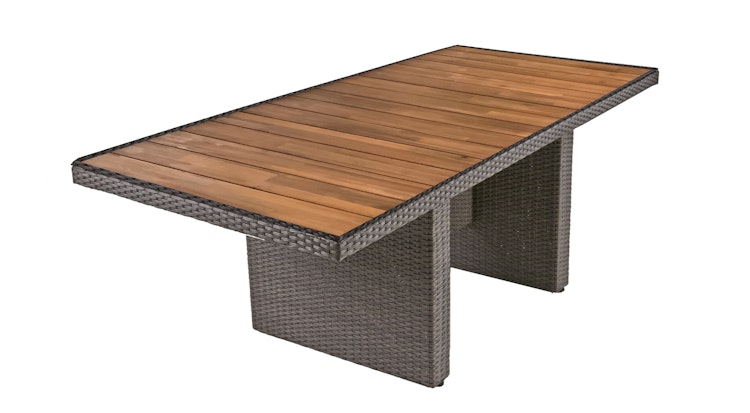 Garden Pleasure Gartenmöbel Set BRAGA 01, Tisch 220 x 100 + 6 Sessel, Polyrattan / Akazie / Kissen 100 % Polyester