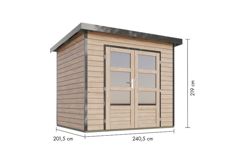 Karibu Metall-Holzgartenhaus Hybridhaus Pluto A/B - 28 mm/0,5 mm