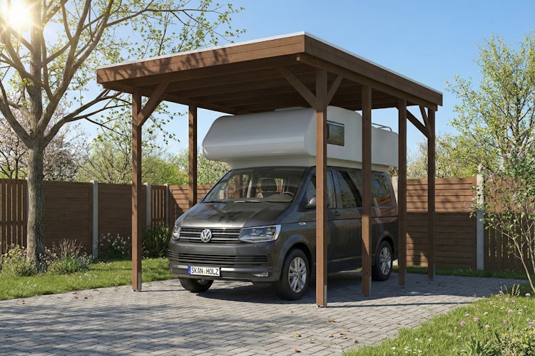 Skan Holz Friesland - Flachdach Caravan-Carport aus Nadelholz Breite 402 cm