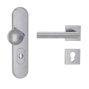 Vorschaubild Griffwerk TITANO Kombi SB_882 ES1 (S2) -Edelstahl matt Kombi-Schutzbeschlag -Knopf/Drücker -mit Griff OVIDA QUATTRO Klippt. -EM -L -ZA, 72mm -TS 38-50