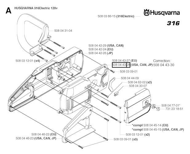 Husqvarna Motorsägen elektrisch 316 ELECTRIC, 20033100001-Current