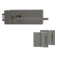 Griffwerk PURISTO S -Kaschmirgrau Ganzglastürbeschlagset -3-teiliger Bandsatz -mit Griff DESM REMOTE -EM -smart2lock