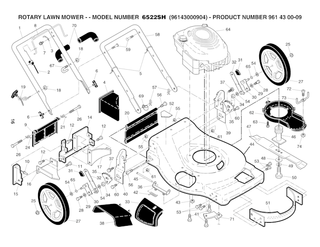 Husqvarna Rasenmäher gelegentliche Nutzung 6522 SH, 96143000904, 961430009, 2006-08
