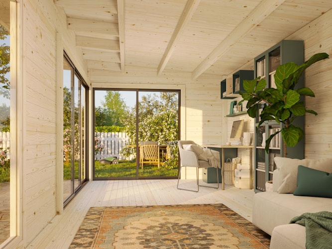 Palmako Gartenhaus Andrea 17,1 m² Slide Plus mit Isolierglas-Schiebetür - 44 mm