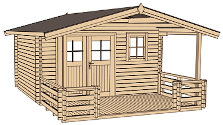 Weka 28 mm Gartenhaus 111 B mit Vordach und Terrasse (200 cm)