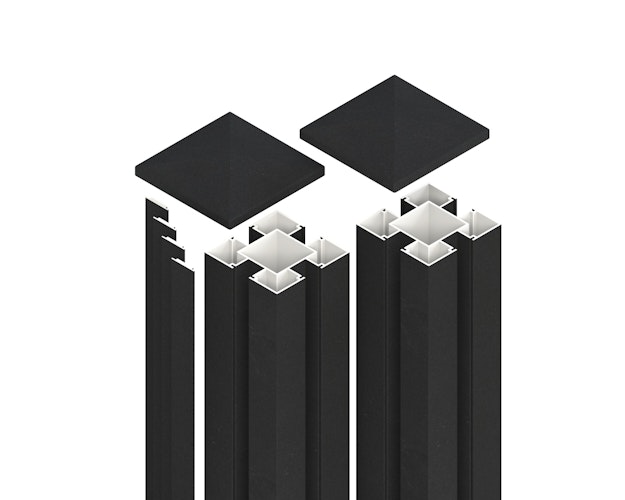 OSMO 2er-Set-Aluminiumpfosten Typ B - inkl. Pfostenkappe und 4 Abdeckleisten
