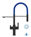 Vorschaubild 4 Wege Wasserhahn Küchenarmatur, FC, mit 360° schwenkbarem Auslauf, abnehmbare 2 strahl Handbrause, Schwarz Matt / Blau