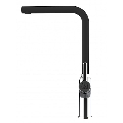 Wasserhahn Küchenarmatur, BOD, mit 360° schwenkbarem L-Auslauf, Verchromt / Schwarz Granit