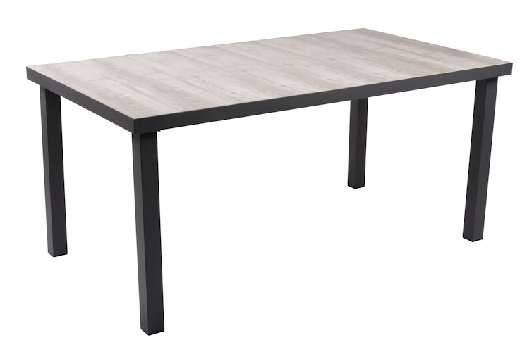 Garden Pleasure Tisch RANA 162 x 90 cm, Aluminium Dunkelgrau / Keramik Eiche