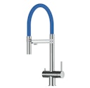 Vorschaubild 3 Wege Wasserhahn Küchenarmatur, Edelstahl Massiv mit 360° schwenkbarem Auslauf, abnehmbare 2 strahl Handbrause, Hochglanz / Blau