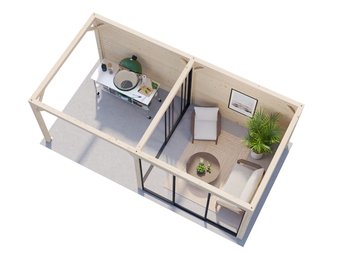 Palmako Pavillon Bianca 16,6 m² Set 505 Slide Plus mit Isolierglas-Schiebetüren