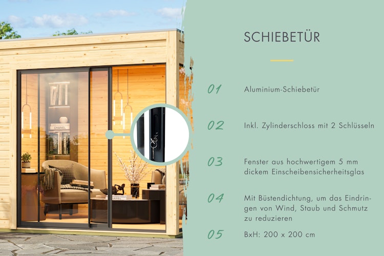Karibu Design Gartenhaus Home Office Studio 1 Blackline - 73 mm