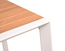 Vorschaubild Garden Pleasure Gartenmöbel Set VENICE 01, Tisch 200 x 100 + 4 Stapelssessel, Alu Weiß / Nonwood Teak-Optik / Kunststoffgewebe Hellgrau