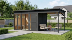 Bertilo Element-Gartenhaus Pentus 3 Office inkl. Lounge-Anbau - 19 mm