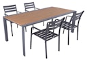 Vorschaubild Garden Pleasure Gartenmöbel Set SILEA / TREVISO 01, Tisch 200 x 100 + 4 Stapelsessel, Aluminium / Nonwood