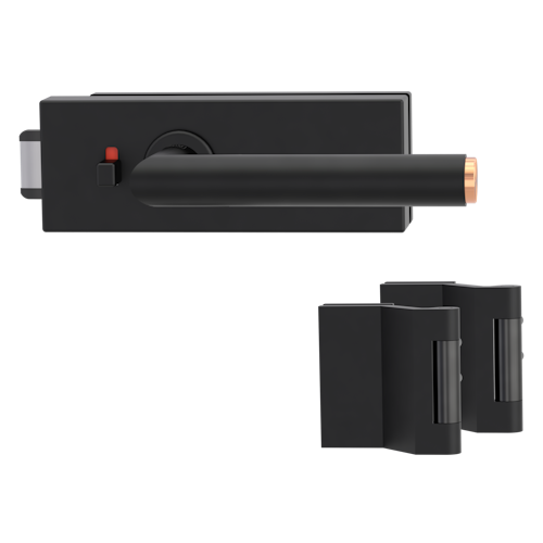 Griffwerk PURISTO S -Graphitschwarz Ganzglastürbeschlagset -3-teiliger Bandsatz -mit Griff LUCIA SELECT -GSC/CU -smart2lock