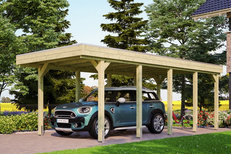 Skan Holz Friesland - Flachdach Einzelcarport Profil - Breite 314 cm Nadelholz