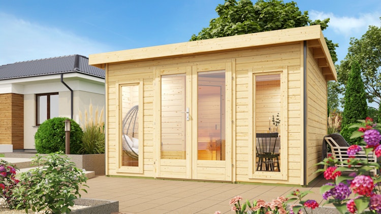 Karibu Saunahaus Mainburg 2 mit Vorraum - 38 mm inkl. gratis Sauna-Zubehörset im Wert von 234,94 €