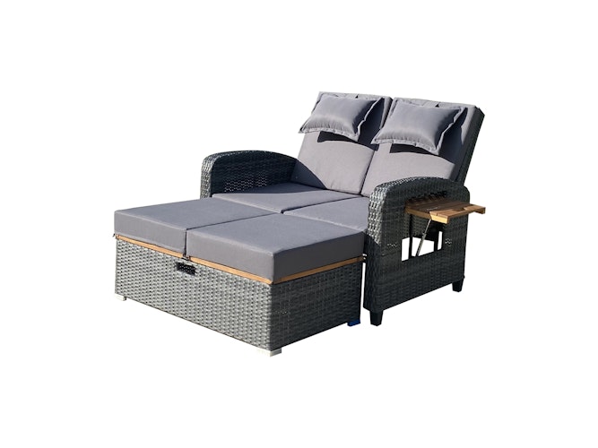 Garden Pleasure Funktionssofa BARI, Polyrattan Dunkelgrau / Kissen 100 % Polyester Dunkelgrau