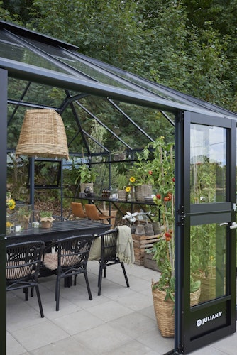 Juliana Gewächshaus Grand Oase anthrazit - 3 mm Sicherheitsglas - 25,6 m² inkl. gratis Fundamentrahmen im Wert von 849 €