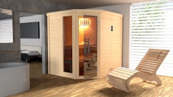 Weka Premium Massivholzsauna Turku 1 Sparset 3 inkl. 9 kW Kompakt-Ofen - 45 mm