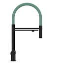 Vorschaubild 3 Wege Wasserhahn Küchenarmatur, Edelstahl Massiv mit 360° schwenkbarem Auslauf und abnehmbare 2 strahl Handbrause, PVD Schwarz Matt / Türkis