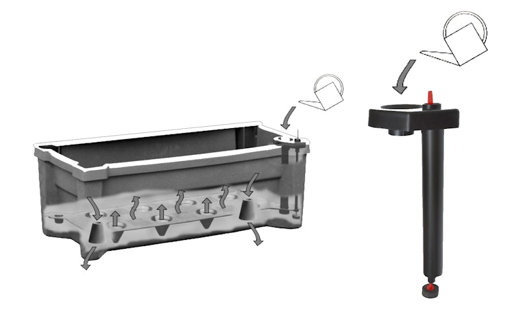 KHW Calypso Pflanzkasten auf Rollen mit Bewässerungssystem + Spalier