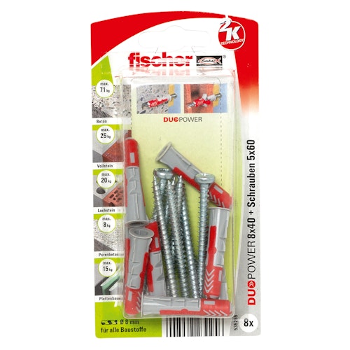 FISCHER Universaldübel Duopower 8x40 S PH K (8 Stück)
