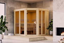 Karibu Sauna Airi Superior mit Eckeinstieg 68 mm inkl. gratis Sauna-Zubehörset im Wert von 234,94 €