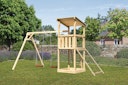 Vorschaubild Akubi Kinderspielturm Anna mit Pultdach inkl. Doppelschaukel und Netzrampe