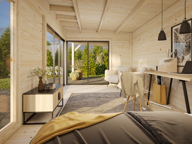 Palmako Gartenhaus Andrea 17,1+7,9 m² mit Schiebetür - 44 mm