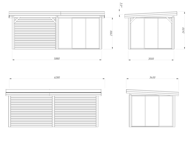 Palmako Gartenhaus Connect Lenna 16,6 m² Set 706 Slide Plus mit Isolierglas-Schiebetüren - 28 mm